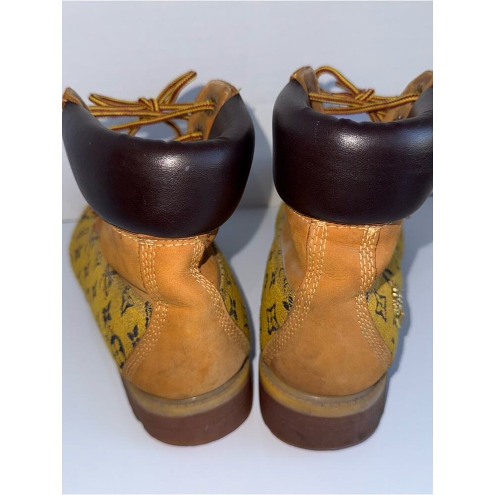 TIMBERLAND monogram collab leather high rise lace up streetwear boots 8M - Picture 3 of 9